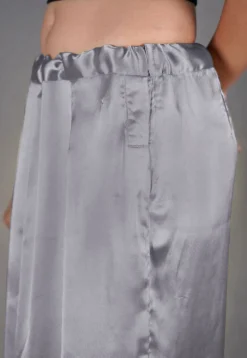 Solid Color Satin Fish Cut Petticoat in Grey