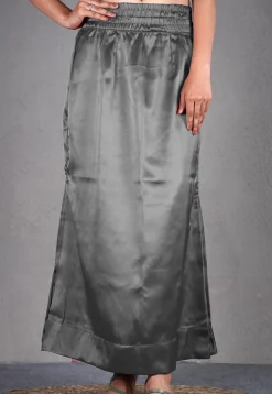 Solid Color Satin Fish Cut Petticoat in Grey