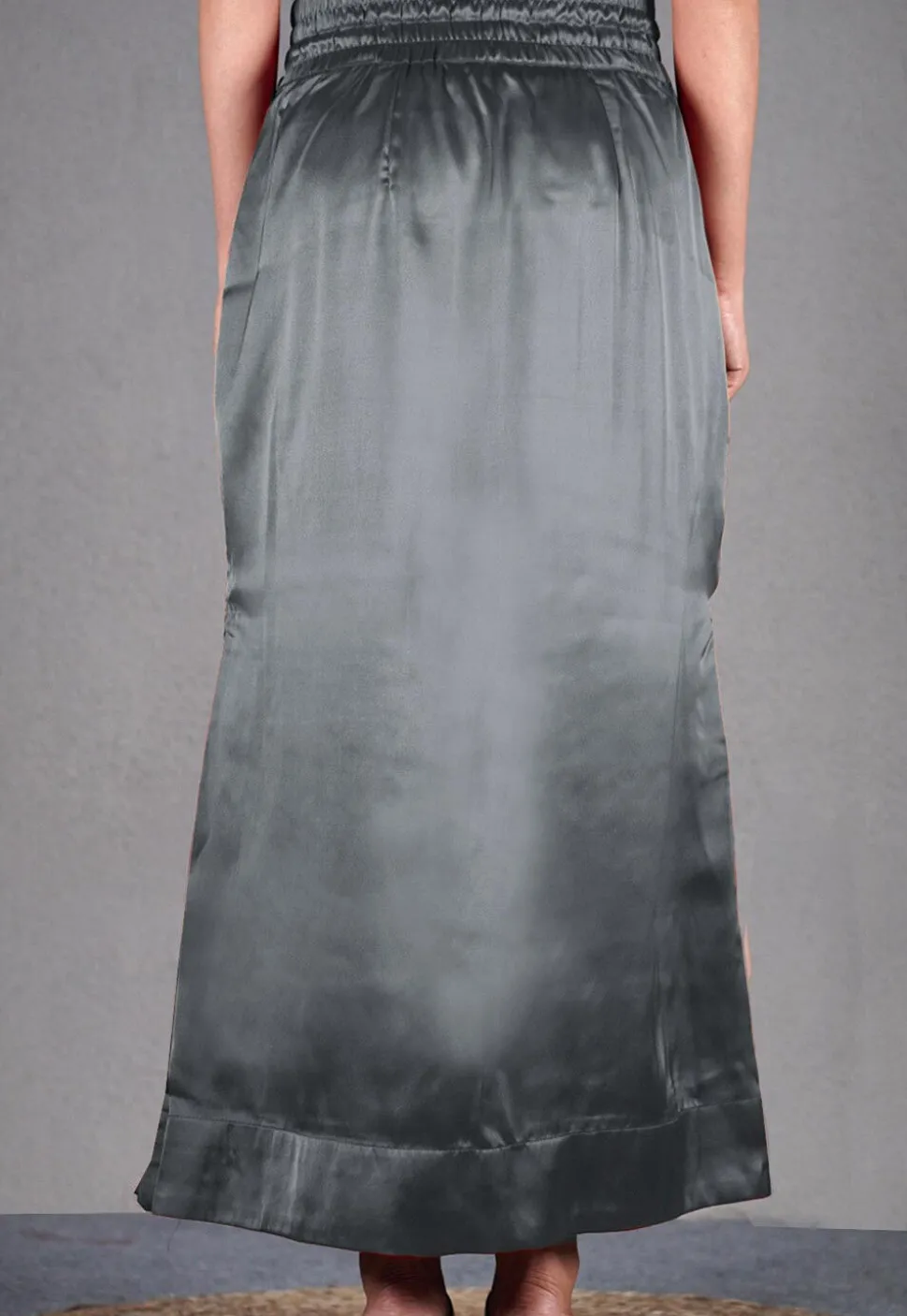 Solid Color Satin Fish Cut Petticoat in Grey