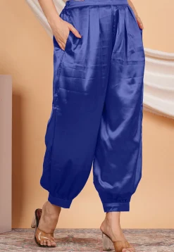 Solid Color Satin Harem Pant in Royal Blue