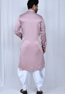 Solid Color Satin Paithani Suit in Pink