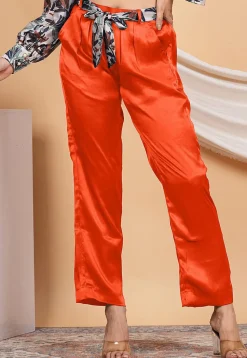 Solid Color Satin Pant in Orange