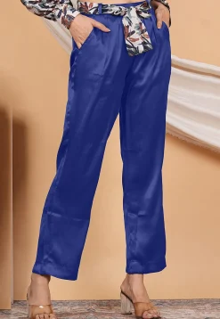 Solid Color Satin Pant in Royal Blue
