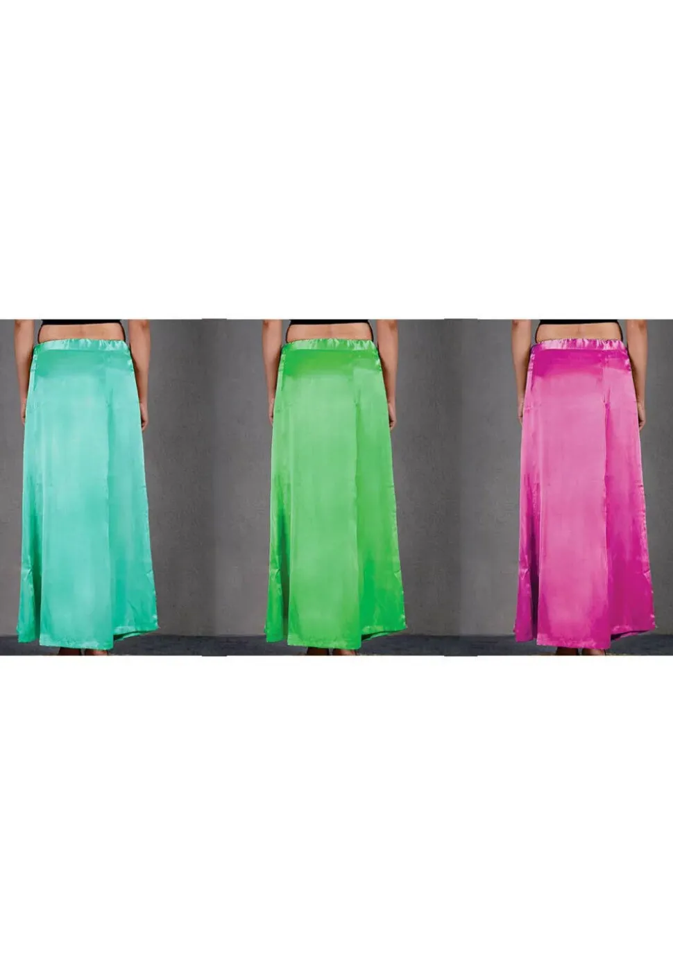 Solid Color Satin Petticoat Combo Set in Multicolor
