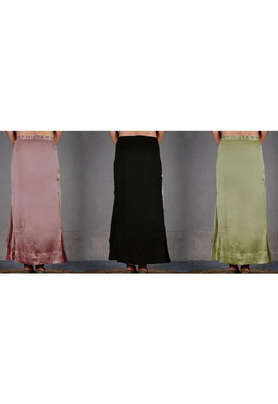 Solid Color Satin Petticoat Combo Set in Multicolor