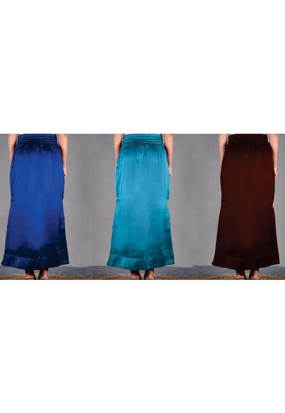 Solid Color Satin Petticoat Combo Set in Multicolor