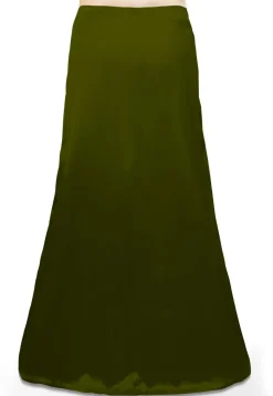 Solid Color Satin Petticoat in Olive Green