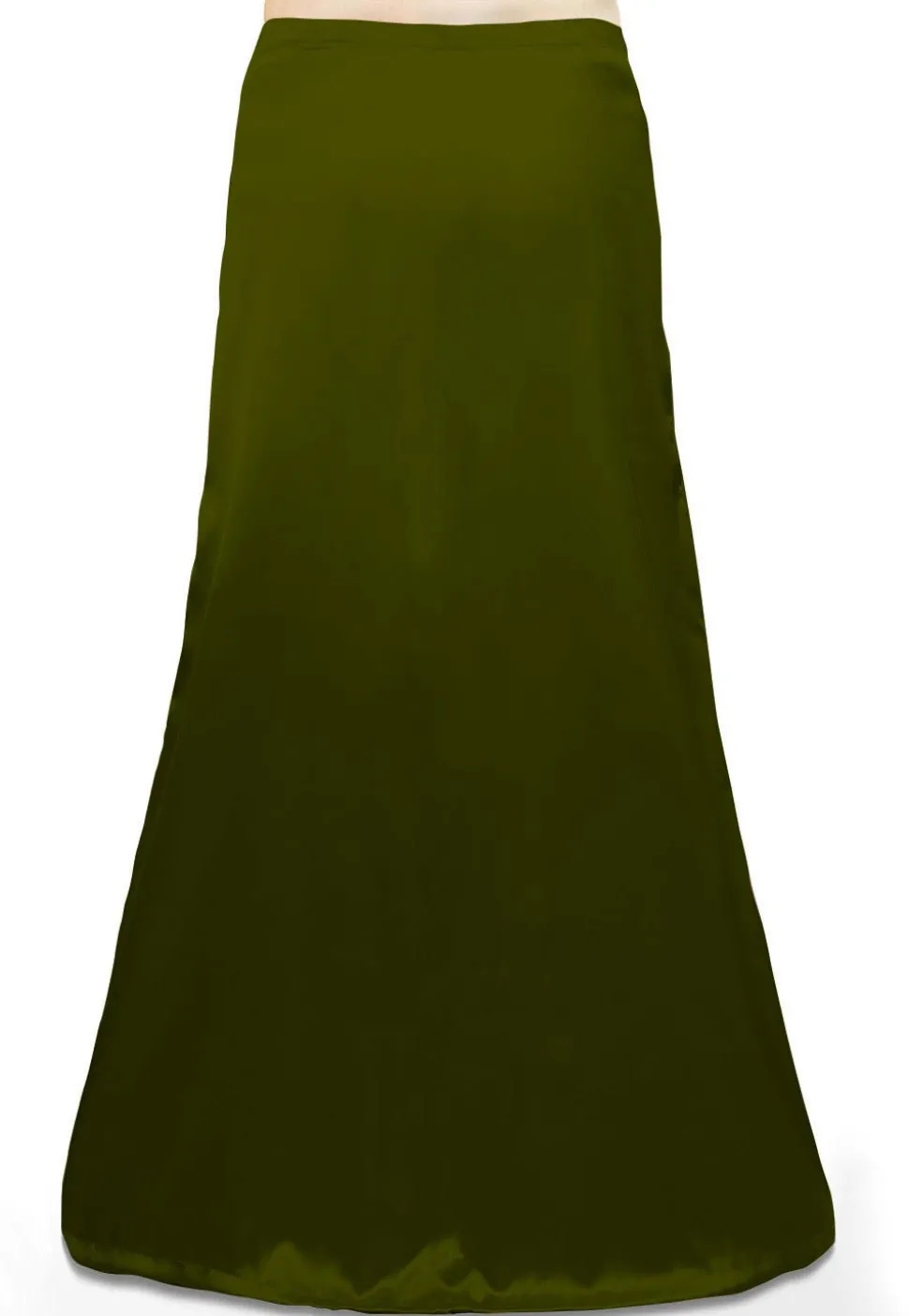 Solid Color Satin Petticoat in Olive Green