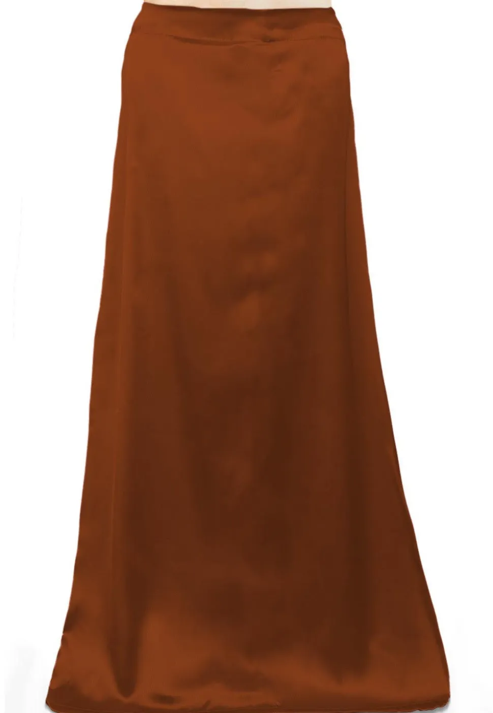 Solid Color Satin Petticoat in Brown