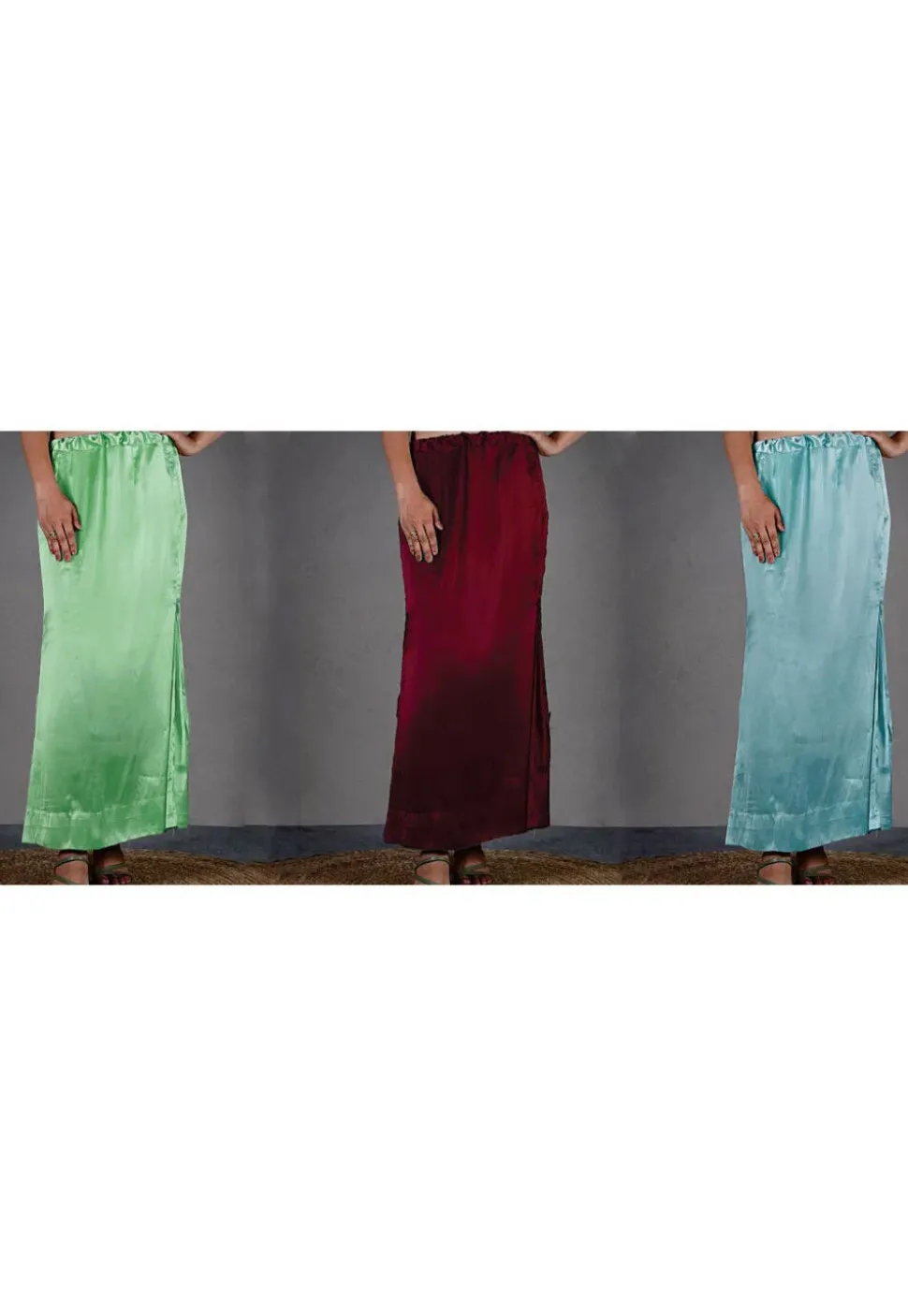 Solid Color Satin Petticoat Combo Set in Multicolor