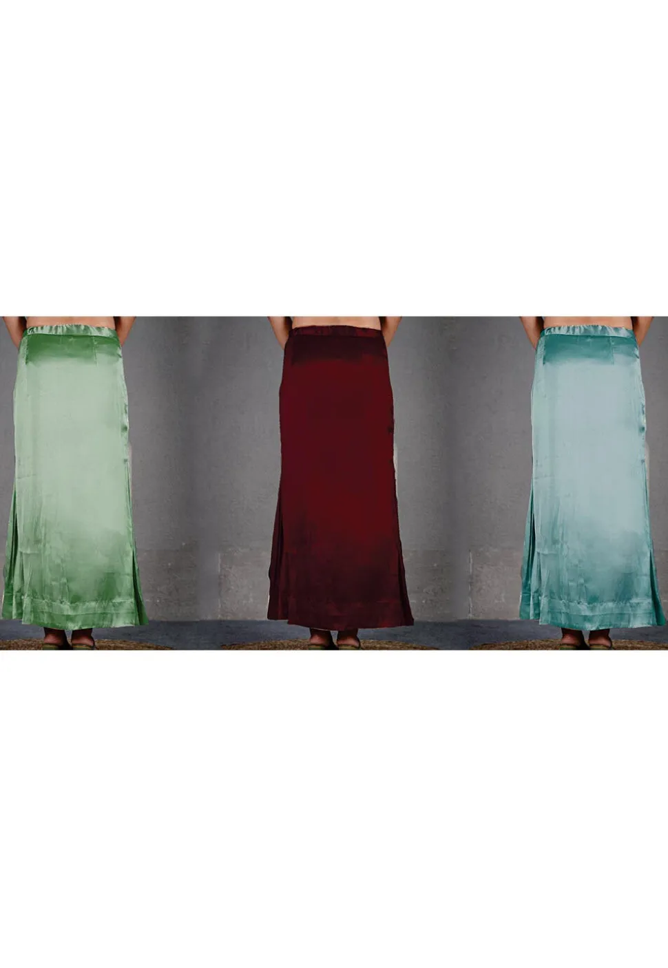 Solid Color Satin Petticoat Combo Set in Multicolor