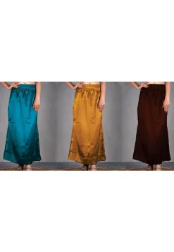 Solid Color Satin Petticoat Combo Set in Multicolor