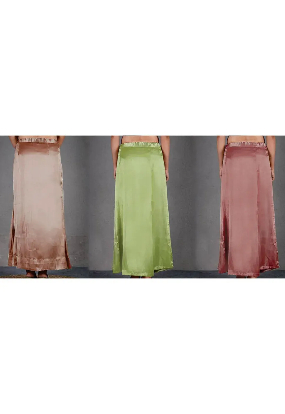 Solid Color Satin Petticoat Combo Set in Multicolor