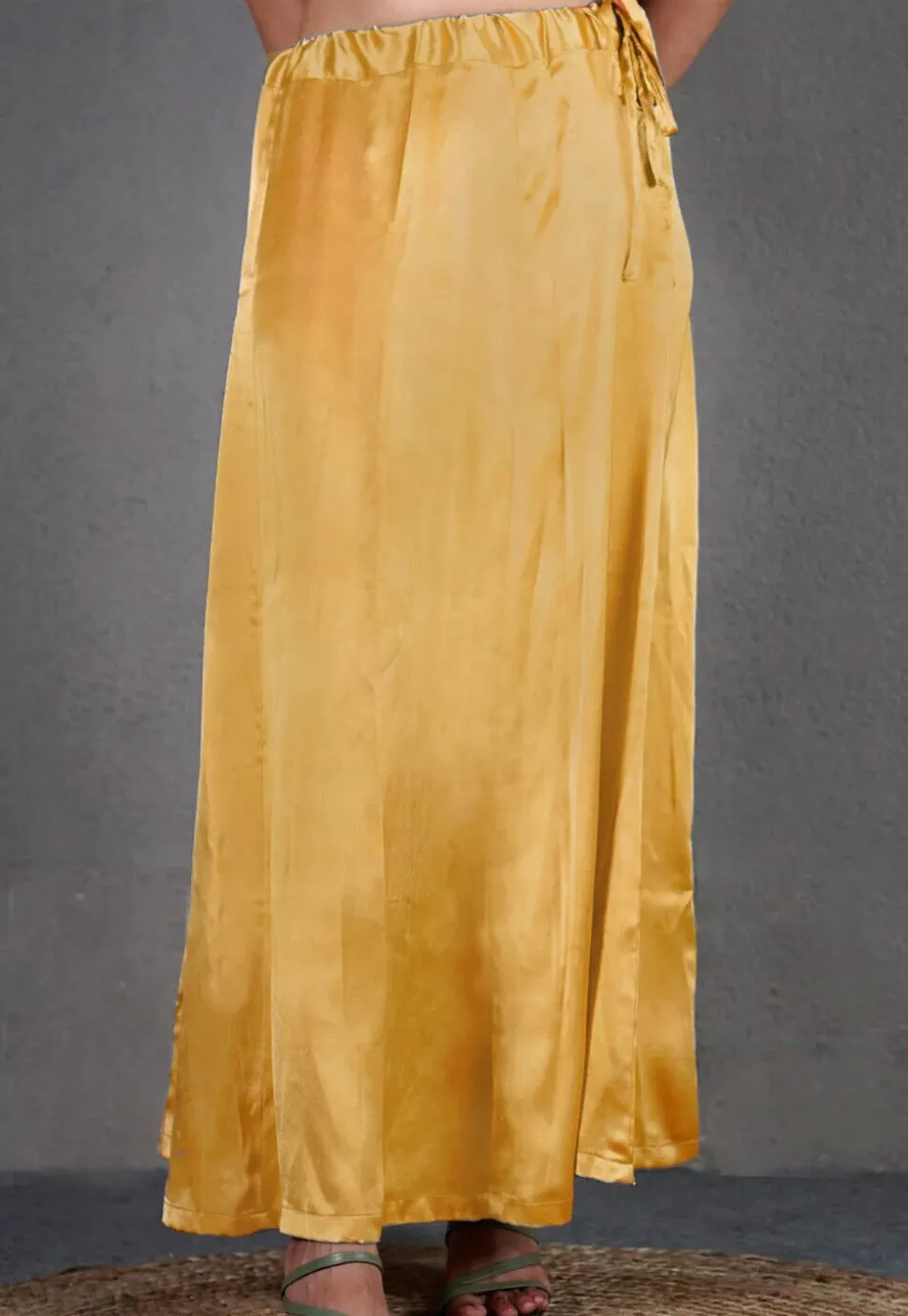 Solid Color Satin Petticoat in Mustard