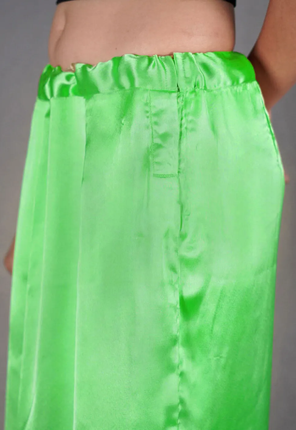 Solid Color Satin Petticoat in Light Green