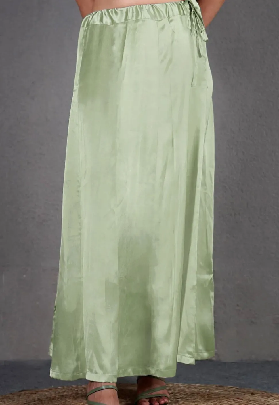 Solid Color Satin Petticoat in Pastel Green