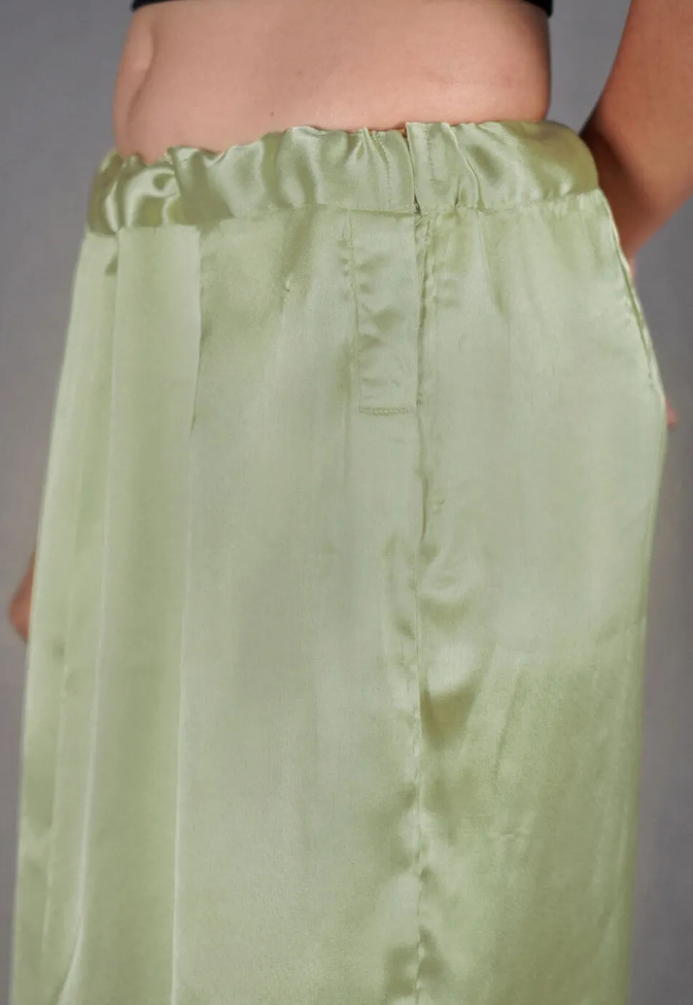 Solid Color Satin Petticoat in Pastel Green