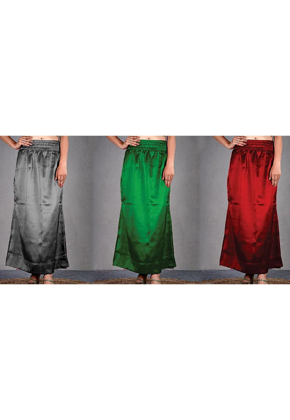Solid Color Satin Petticoat Combo Set in Multicolor