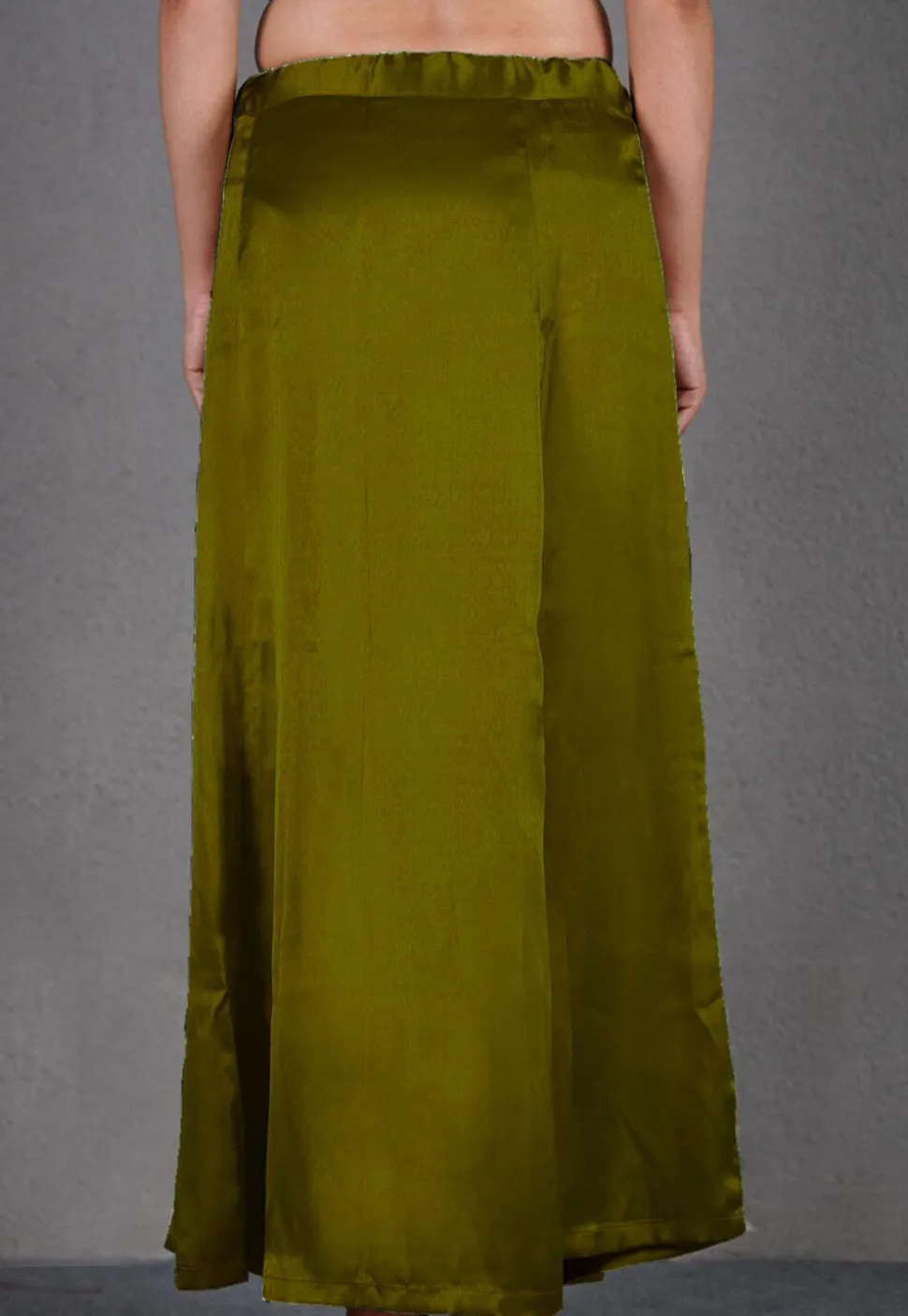 Solid Color Satin Petticoat in Olive Green