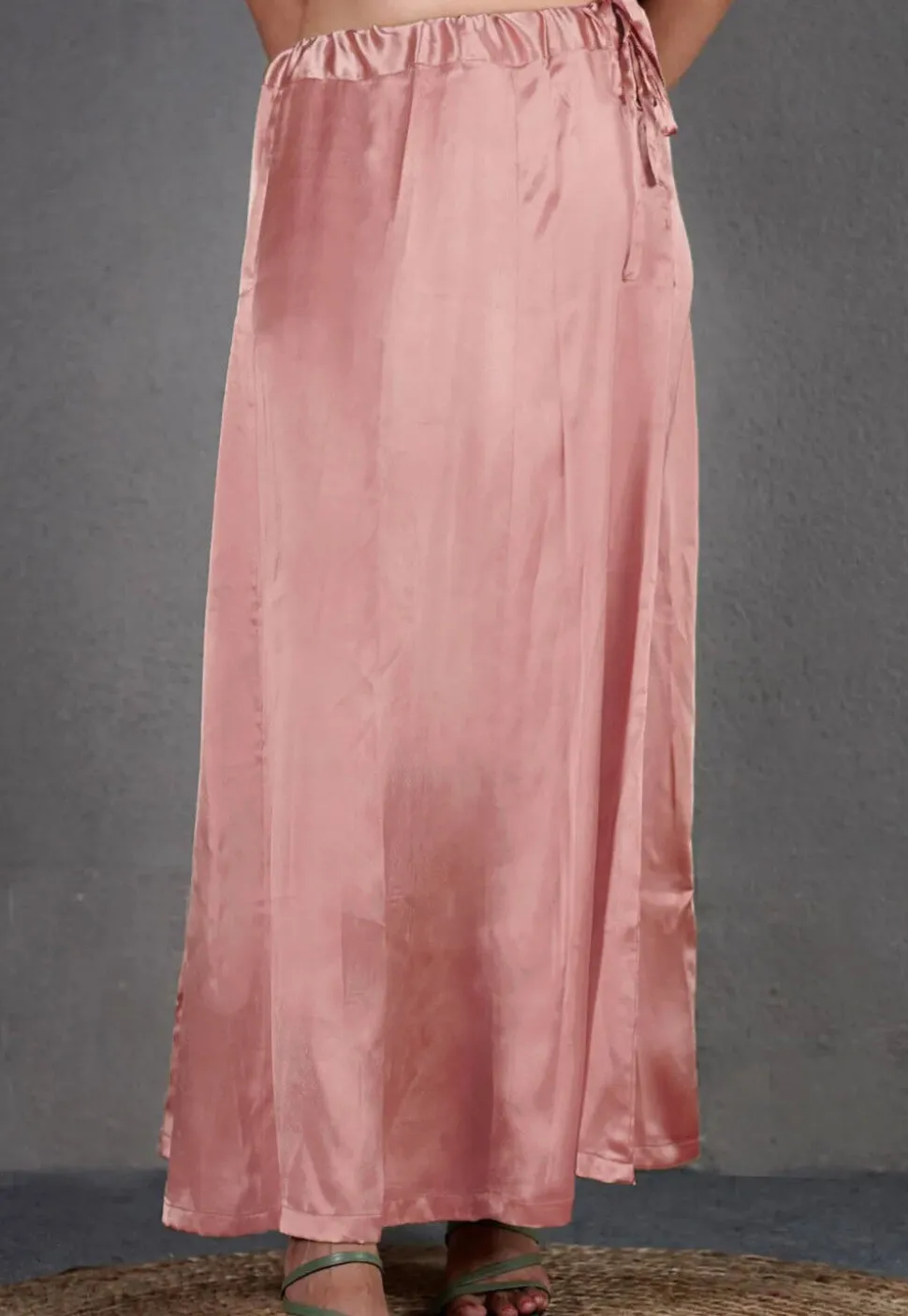 Solid Color Satin Petticoat in Peach