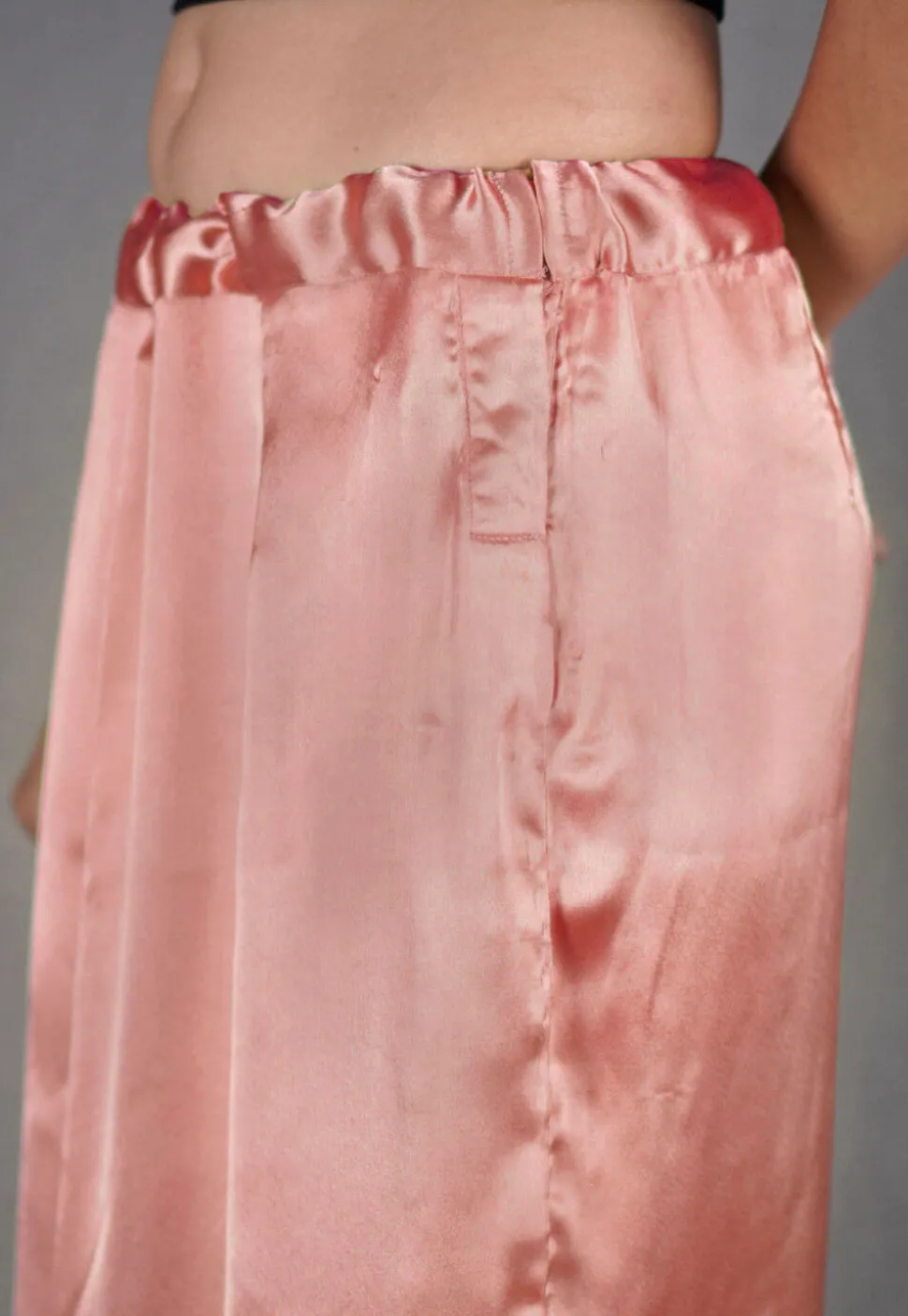 Solid Color Satin Petticoat in Peach
