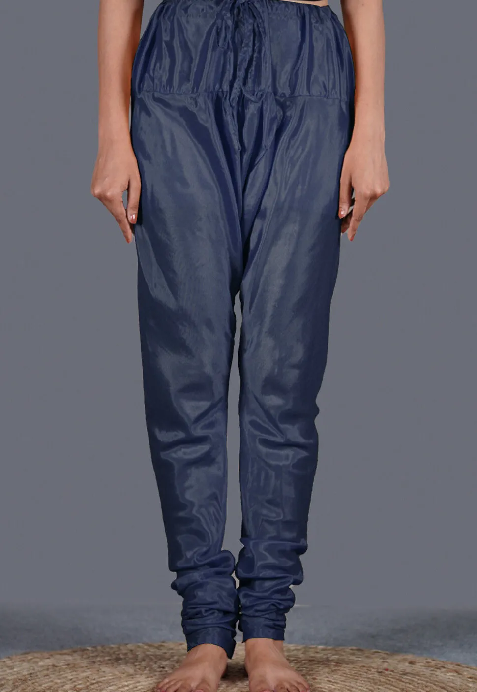 Solid Color Shantoon Churidar in Navy Blue