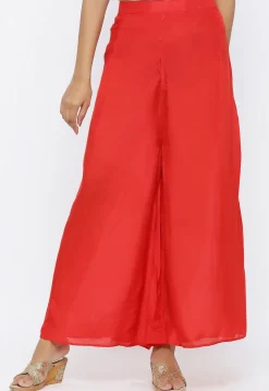 Solid Color Shantoon Palazzo in Coral Red