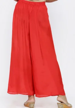 Solid Color Shantoon Palazzo in Coral Red