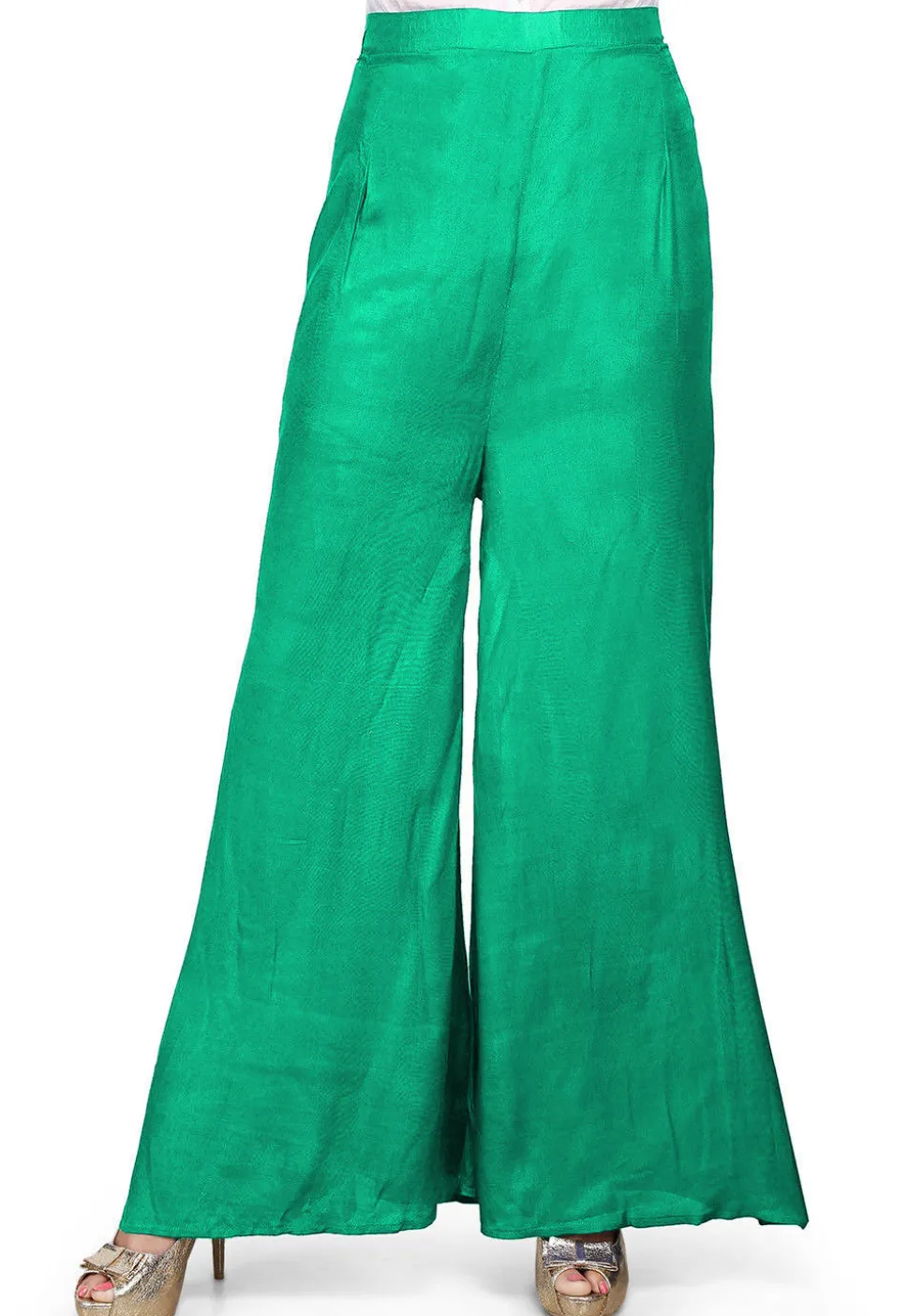 Solid Color Shantoon Palazzo in Teal Green