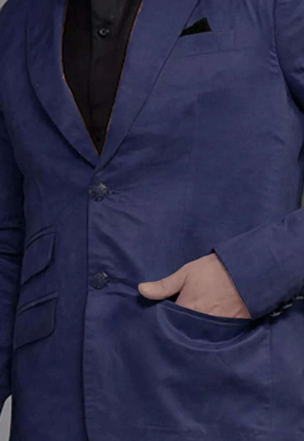 Solid Color Suede Blazer in Navy Blue
