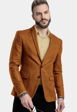 Solid Color Suede Blazer in Brown