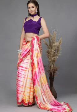 Solid Color Taffeta Silk Cut Out Blouse in Purple