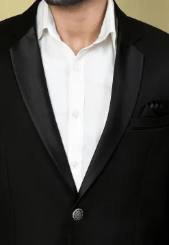 Solid Color Terry Rayon Blazer in Black