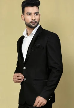 Solid Color Terry Rayon Blazer in Black