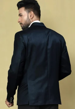 Solid Color Terry Rayon Blazer in Navy Blue