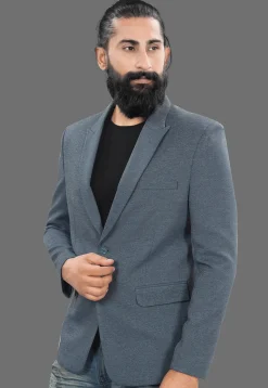 Solid Color Terry Rayon Blazer in Grey