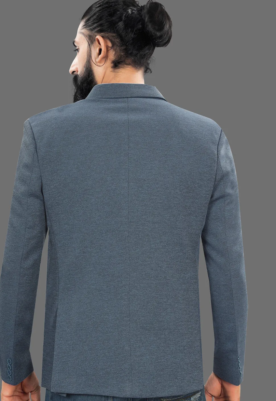Solid Color Terry Rayon Blazer in Grey