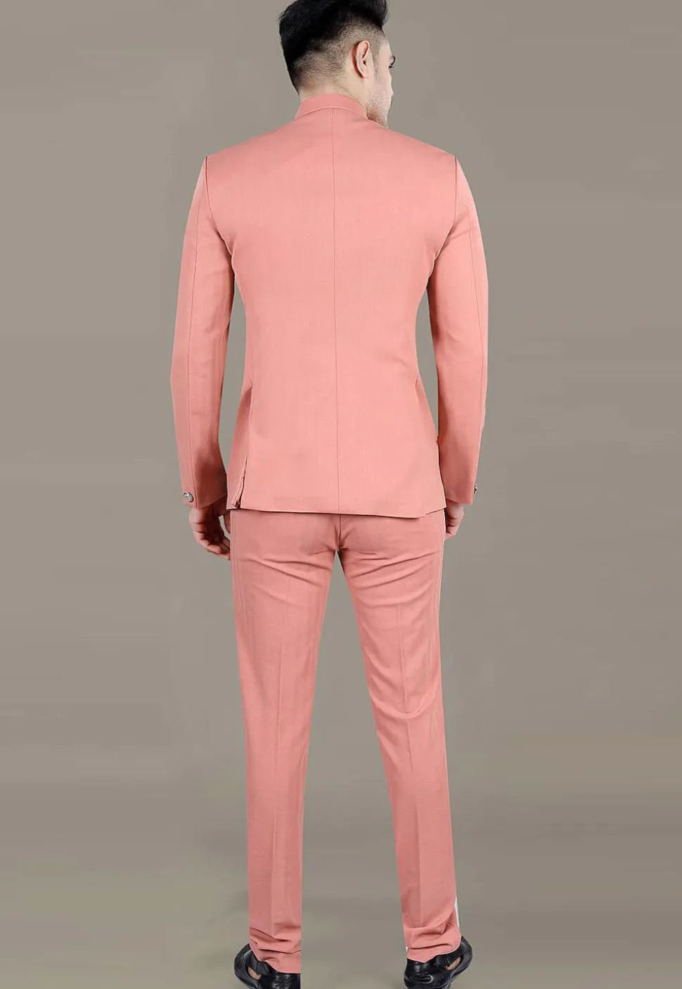Solid Color Terry Rayon Jodhpuri Suit in Peach