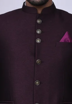 Solid Color Terry Rayon Jodhpuri Suit in Purple