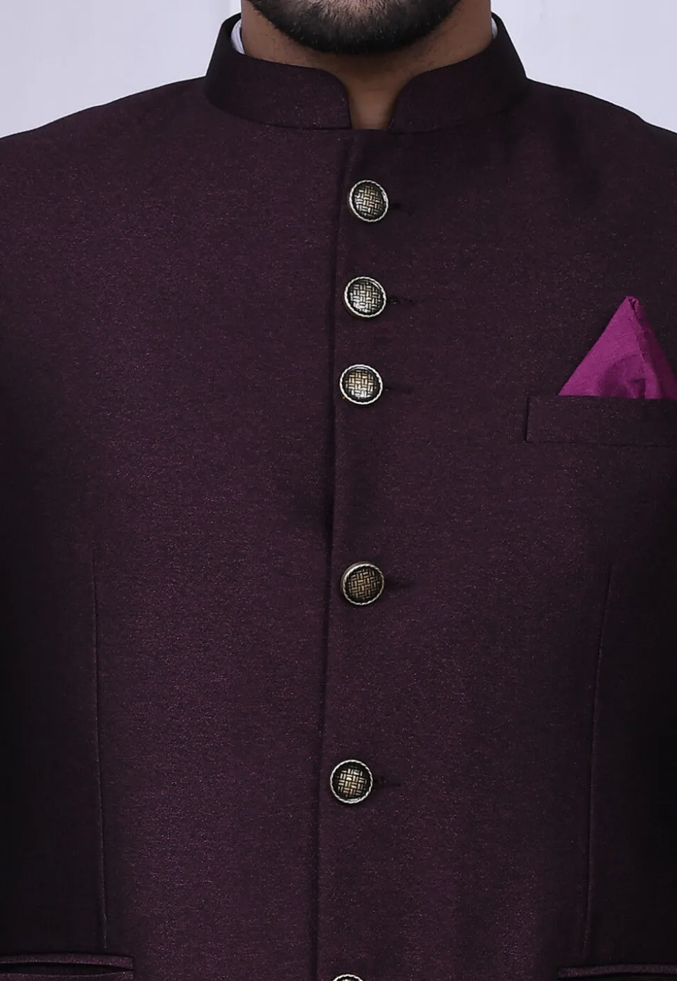 Solid Color Terry Rayon Jodhpuri Suit in Purple