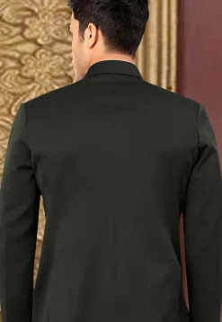 Solid Color Terry Rayon Jodhpuri Suit in Black