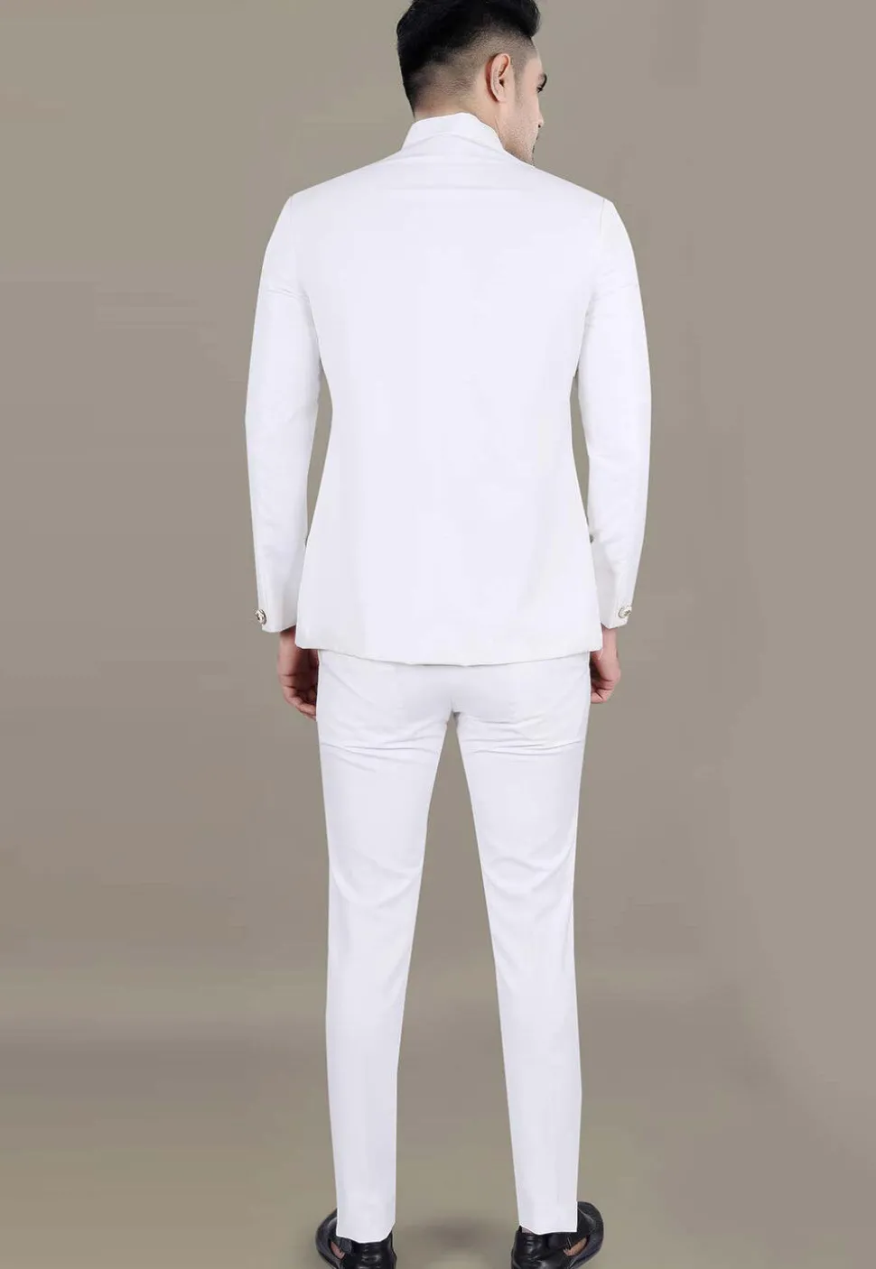 Solid Color Terry Rayon Jodhpuri Jacket in Off White