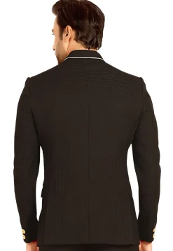 Solid Color Terry Rayon Jodhpuri Jacket in Black
