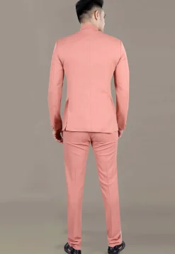 Solid Color Terry Rayon Jodhpuri Jacket in Peach