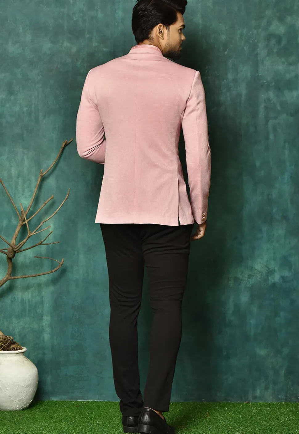 Solid Color Terry Rayon Jodhpuri Suit in Pink