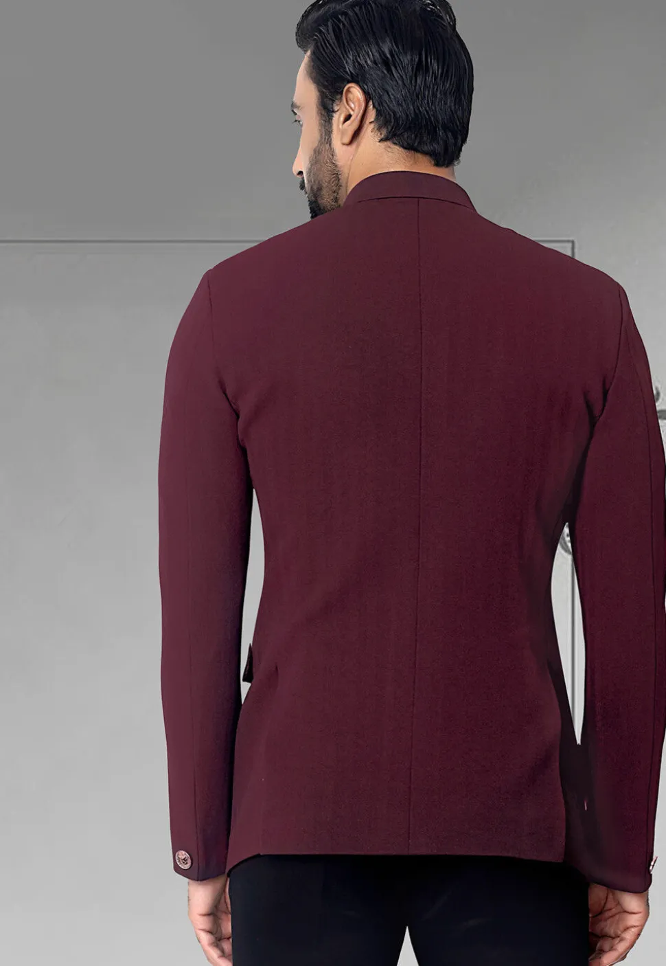 Solid Color Terry Rayon Jodhpuri Jacket in Maroon