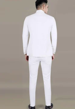 Solid Color Terry Rayon Jodhpuri Suit in Off White