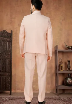 Solid Color Terry Rayon Jodhpuri Suit in Peach