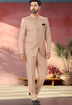 Solid Color Terry Rayon Jodhpuri Suit in Pink