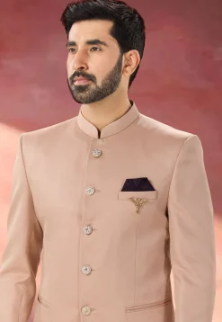 Solid Color Terry Rayon Jodhpuri Suit in Pink